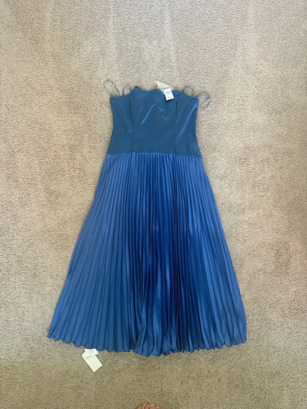 Abercrombie & Fitch NWT Strapless Satin Pleated Maxi Dress - Blue
